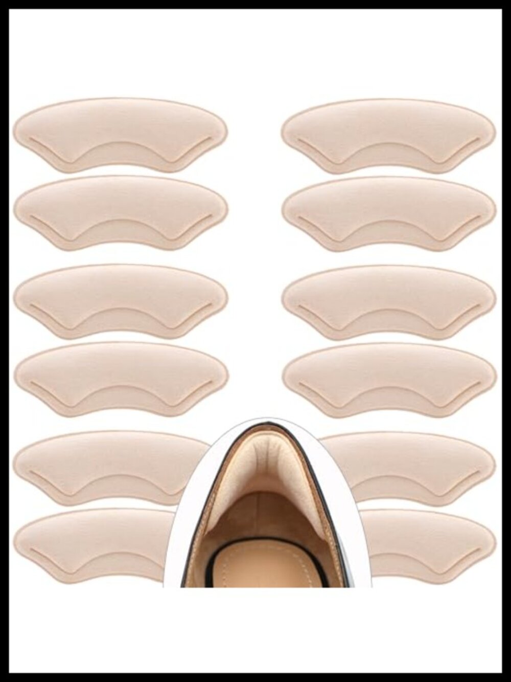 6 Pairs Heel Cushion Pads for Shoes Too Big, Anti Slip Grips, Memory Foam
